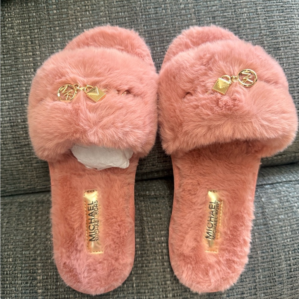 Michael Kors Pink Alexis Fur Slides